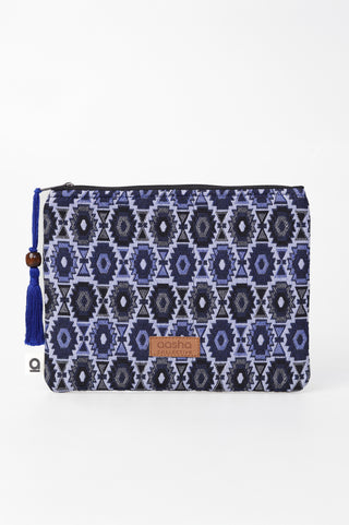 Medium Pouch - Blue and Black Geometric