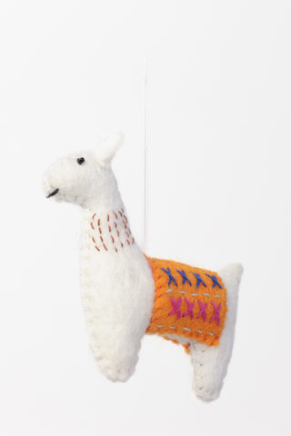 Felt Ornament - Llama Orange