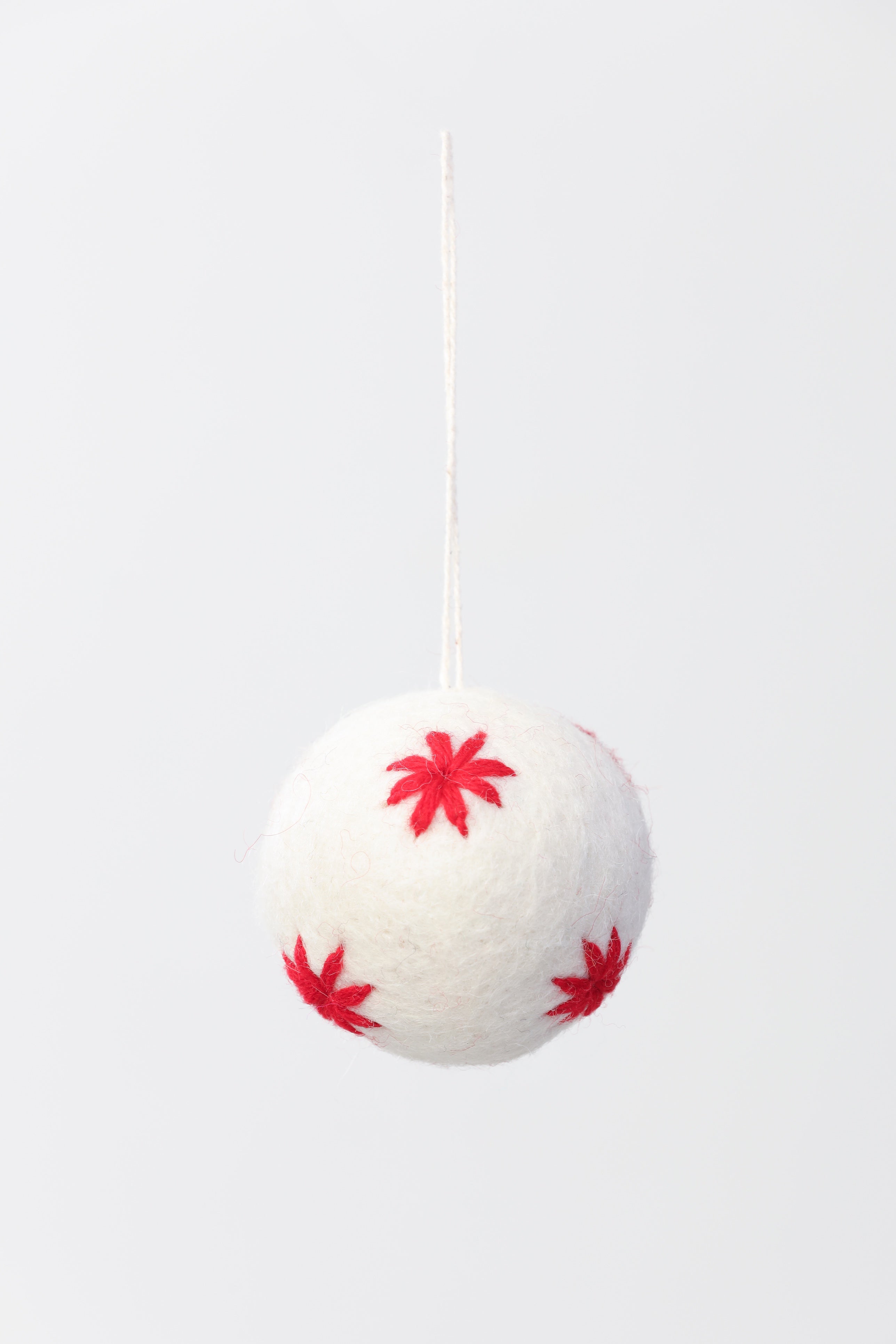Felt Ornament - White w/ Red Stars