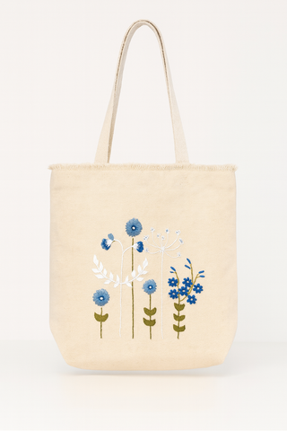 Boho Blue Everyday Tote in Natural