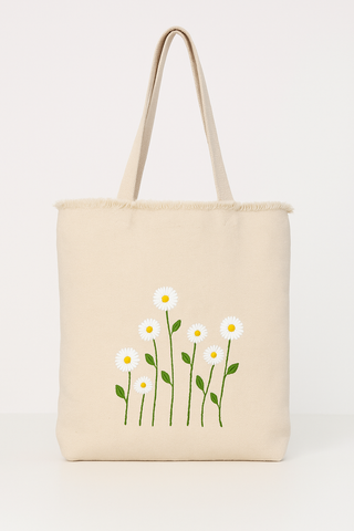 Dancing Daisies Everyday Tote in Natural