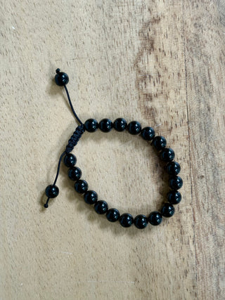 Black Hand-Beaded Bracelet