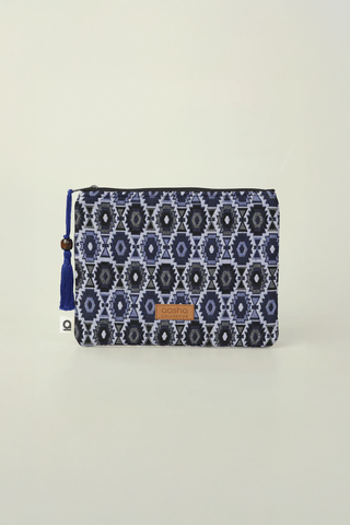 Medium Pouch - Blue and Black Geometric