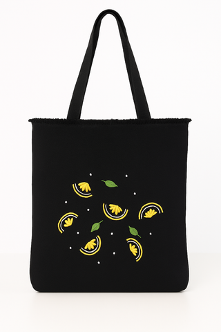 Lemon Burst Everyday Tote in Black
