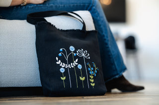 Boho Blue Everyday Tote in Black