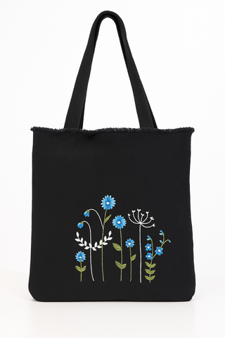 Boho Blue Everyday Tote in Black
