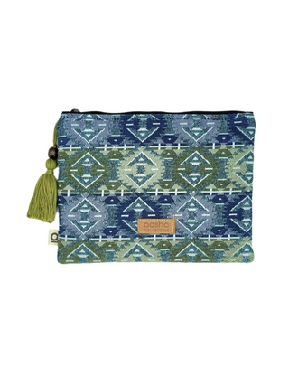 Green and Blue Geometric Medium Dhaka Pouch