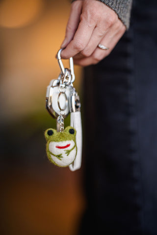 Frog Felted Bag Charm