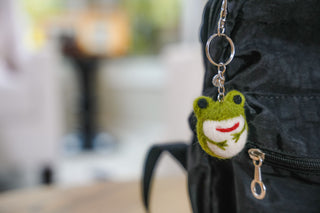 Frog Felted Bag Charm