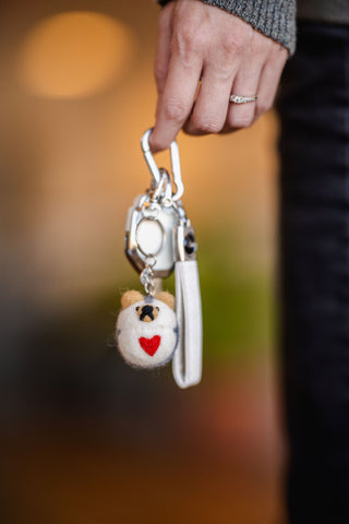 Hedgehog Heart Felted Bag Charm