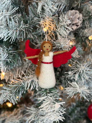 White Dress Angel Felted Ornament