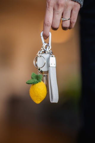 Lemon Felted Bag Charm