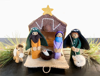 Felted Nativity Set with Stable