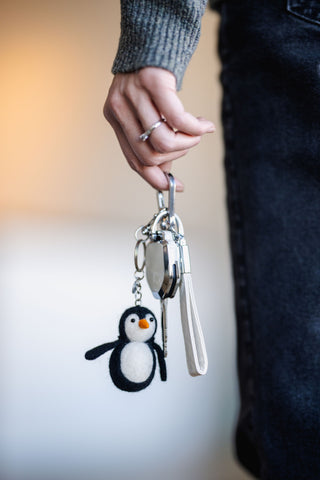 Penguin Felted Bag Charm