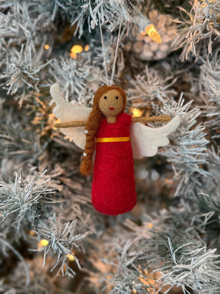 Red Dress Angel Felted Ornament
