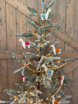 Felted Turquoise Llama Ornament