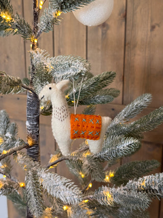 Felt Ornament - Llama Orange