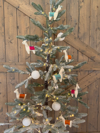Felted Pink Llama Ornament