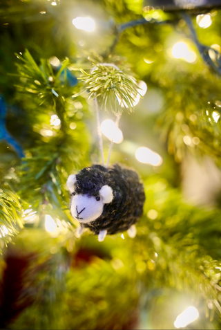 Charcoal Sheep Felted Ornament