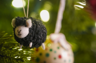 Charcoal Sheep Felted Ornament