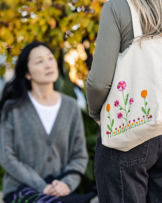Wistful Wildflowers Everyday Tote in Natural