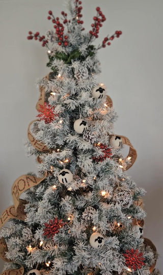 Sheep Felted Ball Ornament