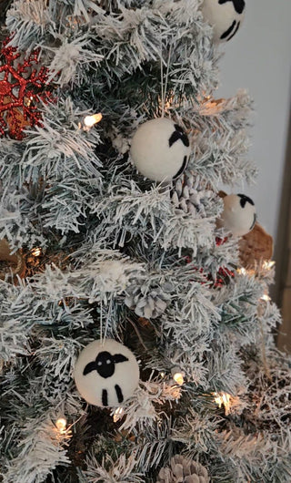 Sheep Felted Ball Ornament