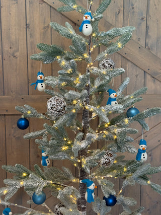 Blue Hat Snowman Felted Ornament