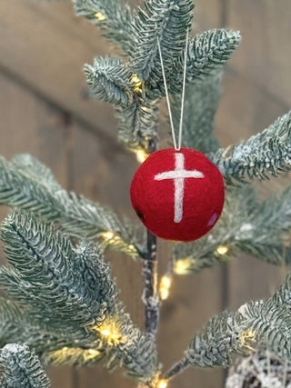 Cross Felted Ball Ornament