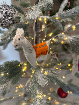Felt Ornament - Llama Orange