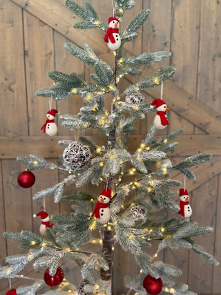 Red  Hat Snowman Felted Ornament