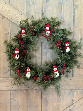 Red  Hat Snowman Felted Ornament