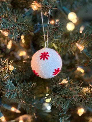Red Star Felted Ball Ornament