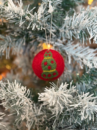 Christmas Tree Felted Ball Ornament